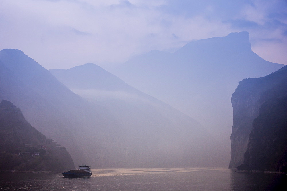 Transportation of coal by boat in Three Gorges area, Yangtze River, China