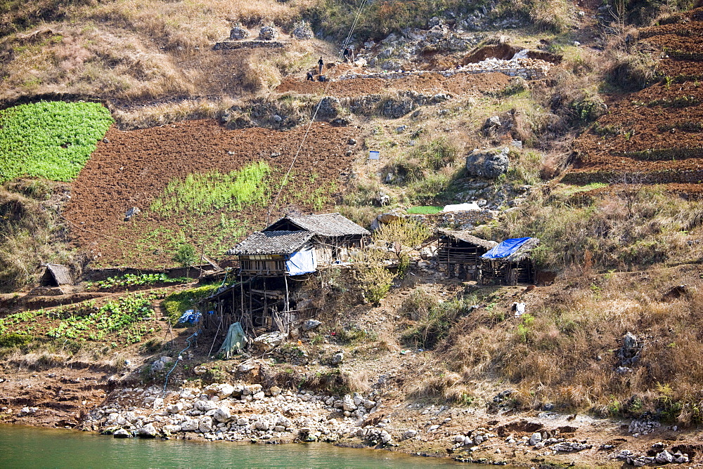 Traditional Chinese home abandoned through Three Gorges Dam project, Yangze River, China