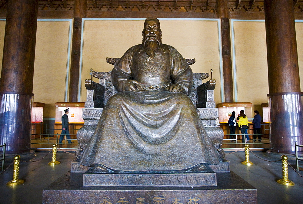 Statue of the Yongle Emperor at the Ming Tombs site, Chang Ling Way, Beijing (Peking), China