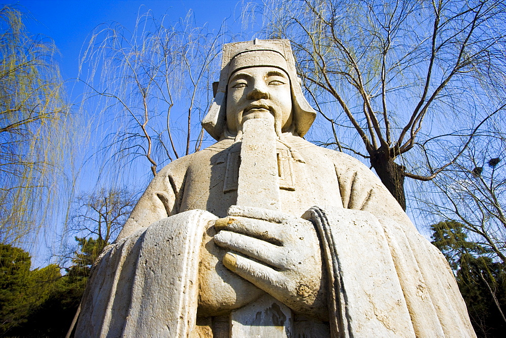 Statue of high civil official, advisor to the emperor, on Spirit Way at Ming Tombs site, Changling, Beijing, China