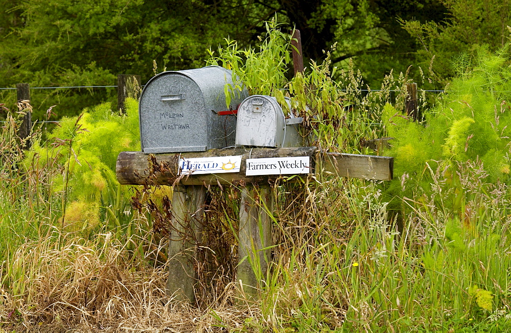 Pair of mailboxes, North Island, New Zealand