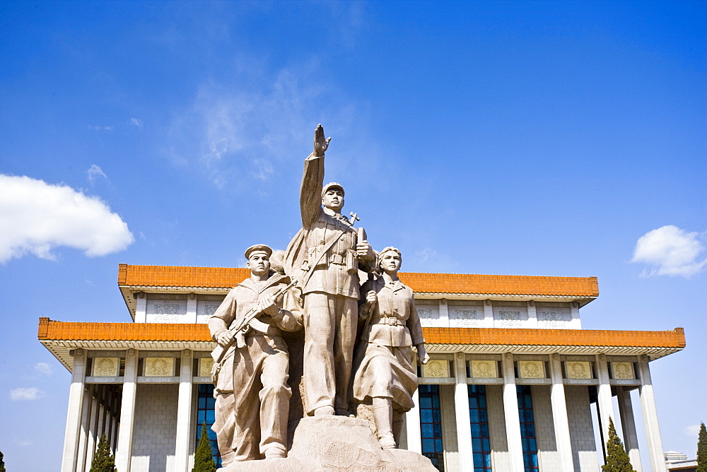 Statue to celebrate the navy, army, airforce and workers outside Mao's Mausoleum, Tian'an Men Square, China