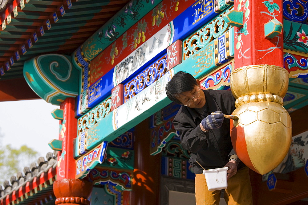 Restaurant being renovated in traditional style, Hutongs Area, Beijing, China