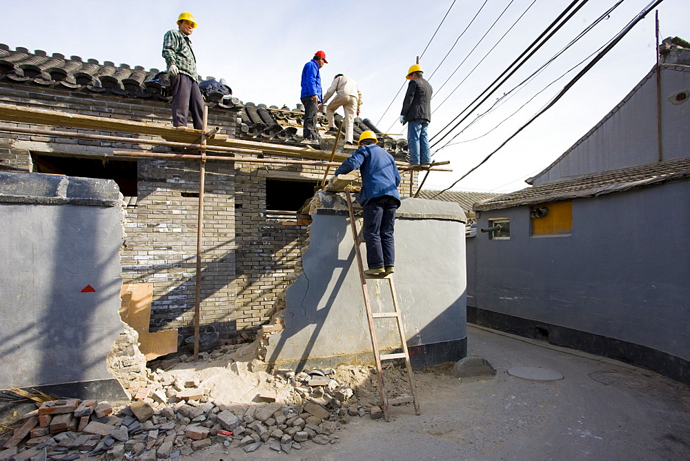 House being renovated in conservation area, Hutongs Area, Beijing, China