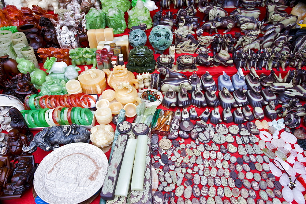 Souvenirs on sale at a stall at Bao Ding in Dazu County, near Chongqing, China