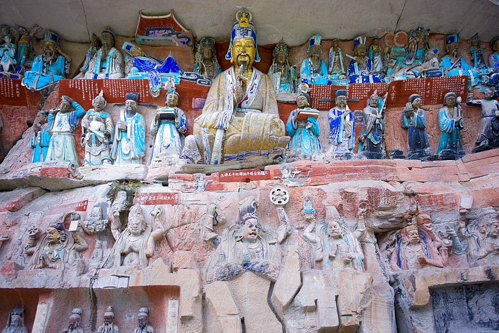 Dazu rock carvings reliious scene at Mount Baoding, Chongqing, China