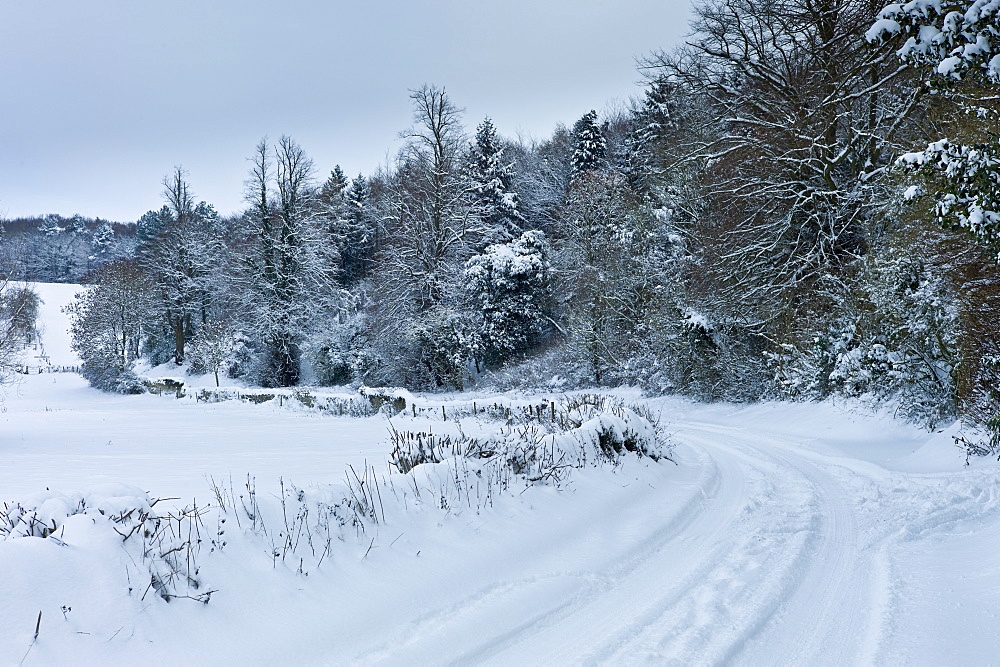 Snow scene in The Cotswolds, UK