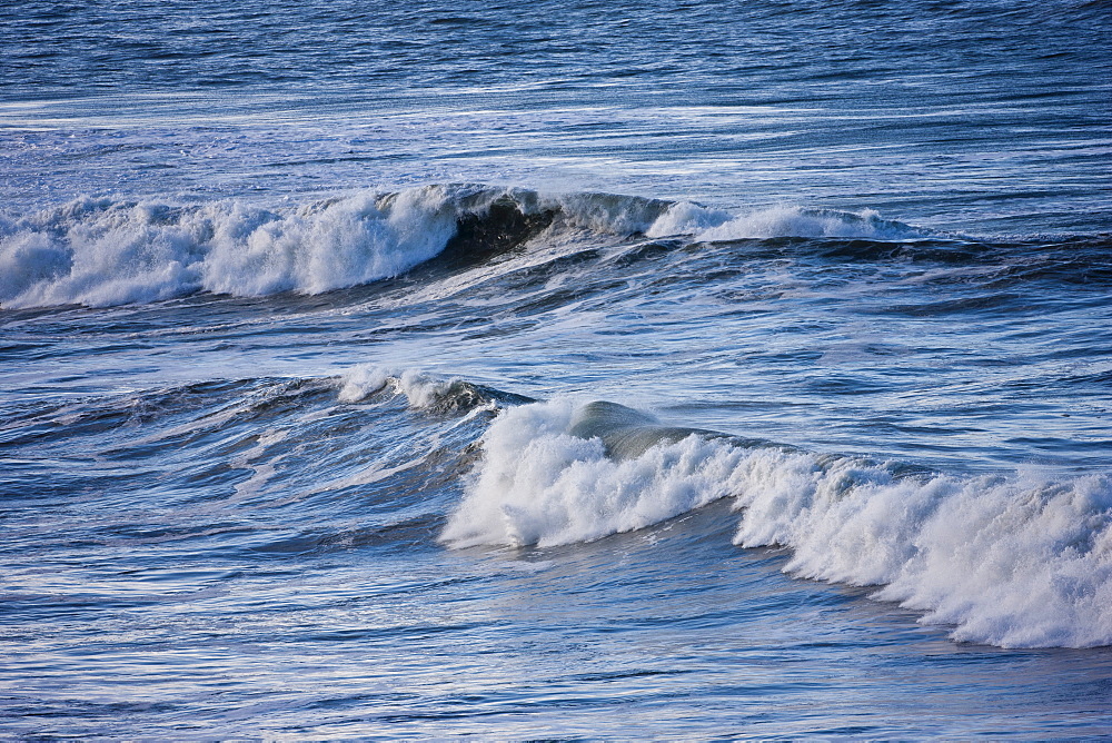 Rolling waves in the sea at Woolacombe, North Devon, UK