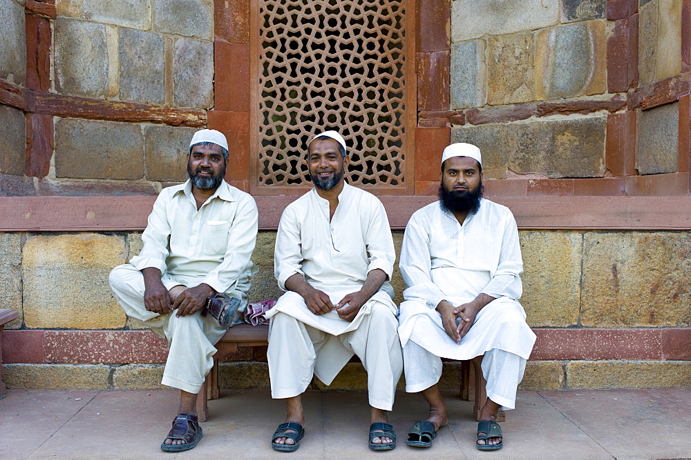 Muslim Visitors at Humayuns Tomb, World Heritage Monument built 16th Century, in New Delhi, India