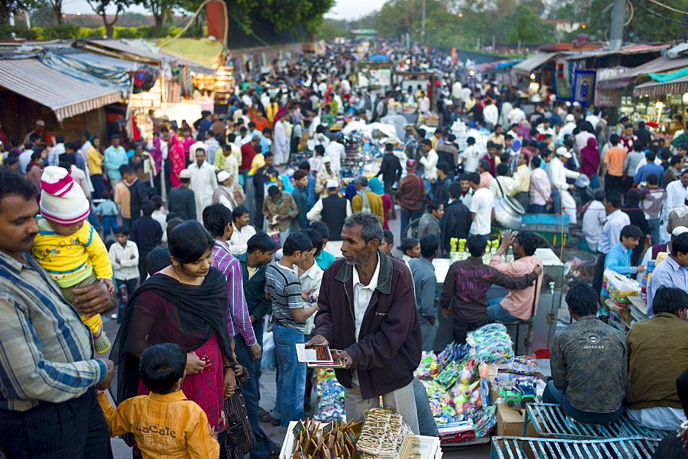 Meena Bazar and snack food market in Muslim area of Old Delhi, India