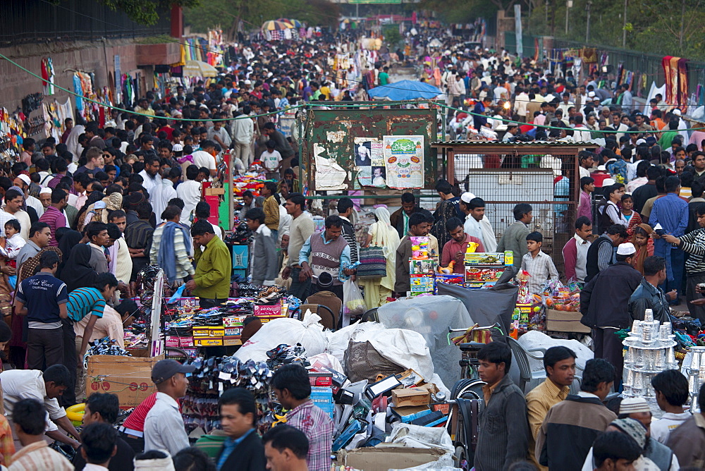 Meena Bazar and snack food market in Muslim area of Old Delhi, India