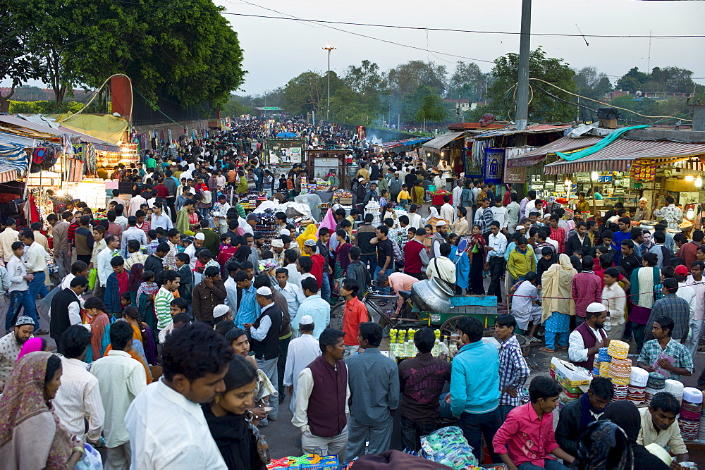 Meena Bazar and snack food market in Muslim area of Old Delhi, India