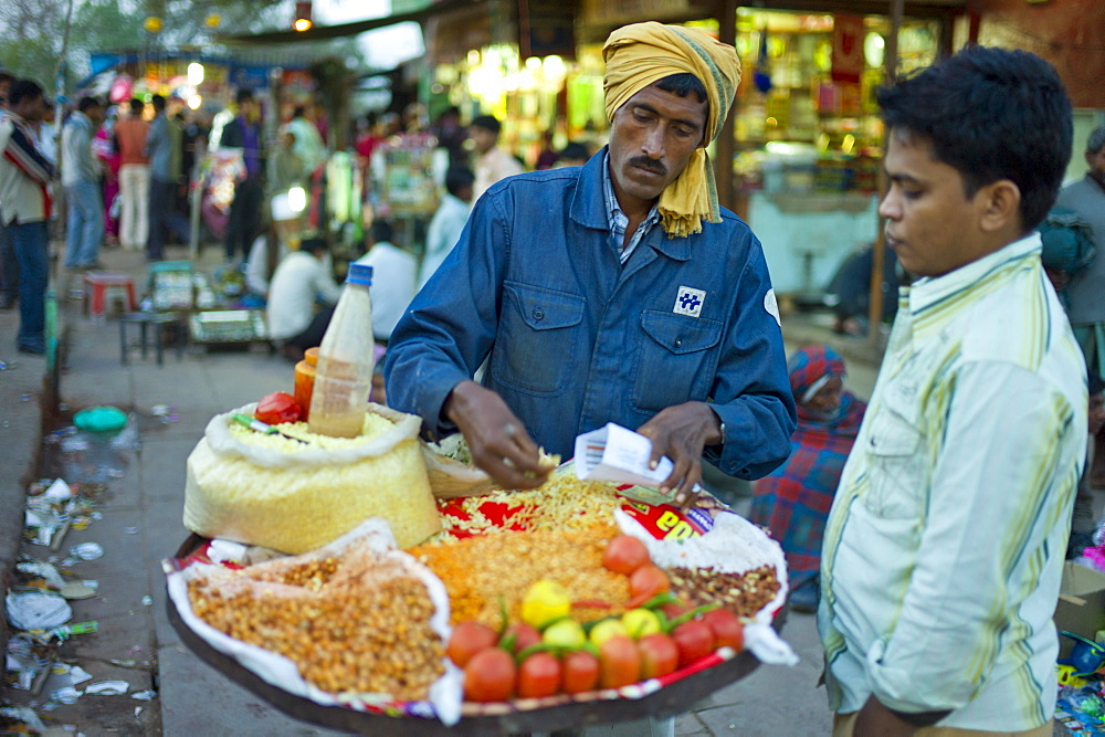 Meena Bazar and snack food market in Muslim area of Old Delhi, India