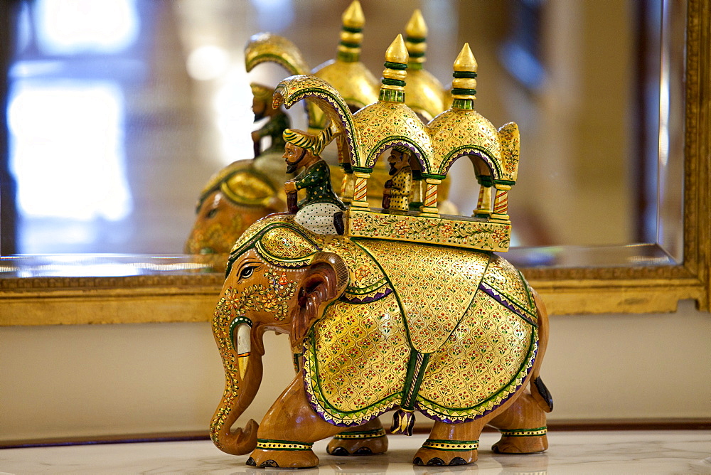 Iconic elephant ornament at The Imperial Hotel with its luxury colonial elegance, New Delhi, India