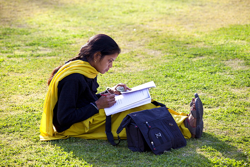 Indian woman student at Delhi University in former Viceroy's Residence, India