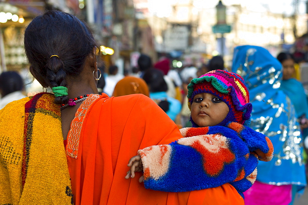 Street scene in holy city of Varanasi, Benares, Northern India