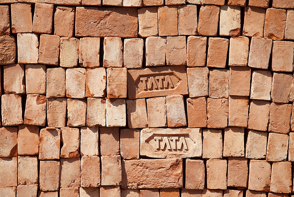 TATA bricks stacked,Varanasi, Benares, Northern India