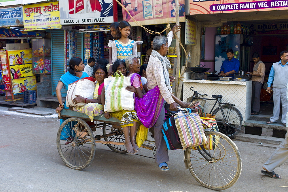 Street scene in city of Varanasi, Benares, Northern India