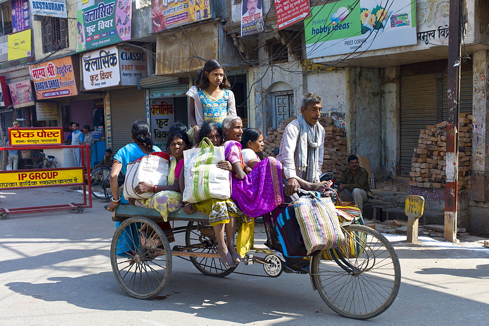 Street scene in city of Varanasi, Benares, Northern India