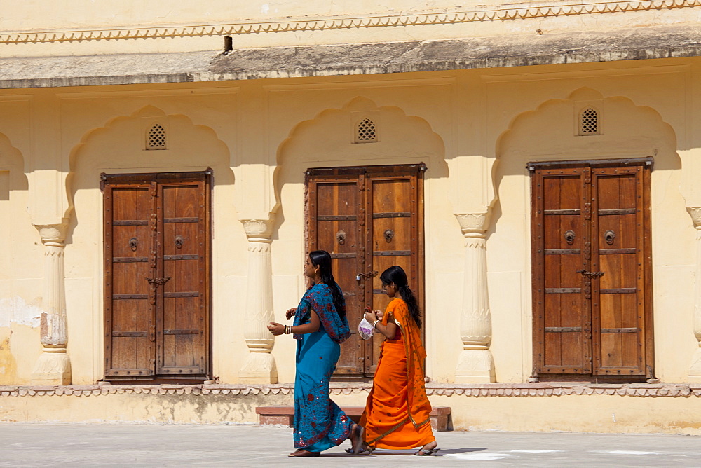 Jaleb Chowk courtyard at 16th Century The Amber Fort a Rajput fort in Jaipur, Rajasthan, Northern India