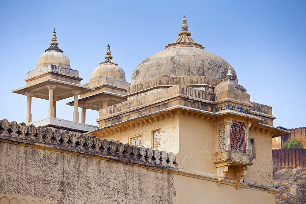 Chattri at The Amber Fort a Rajput fort built 16th Century in Jaipur, Rajasthan, Northern India