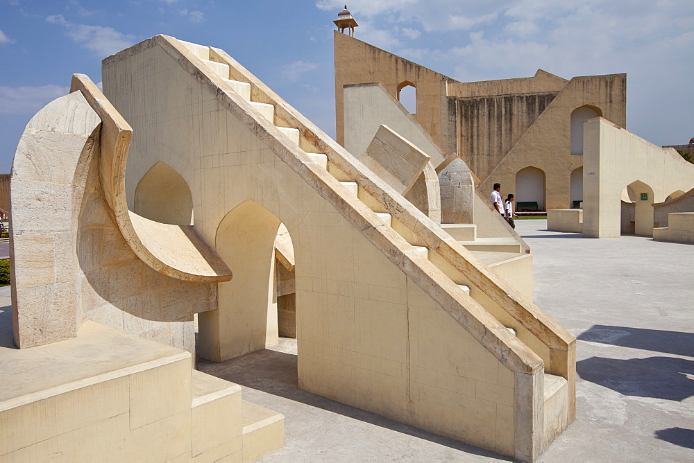 Scorpio Stairway and behind the Brihat Samrat Yantra Pisces astrological sign at The Observatory in Jaipur, Rajasthan, India