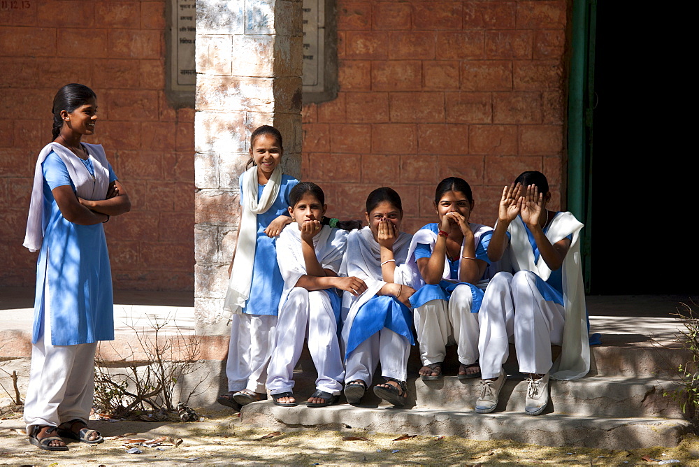 Indian Hindu schoolchildren at state school at Kaparda village in Rajasthan, Northern India