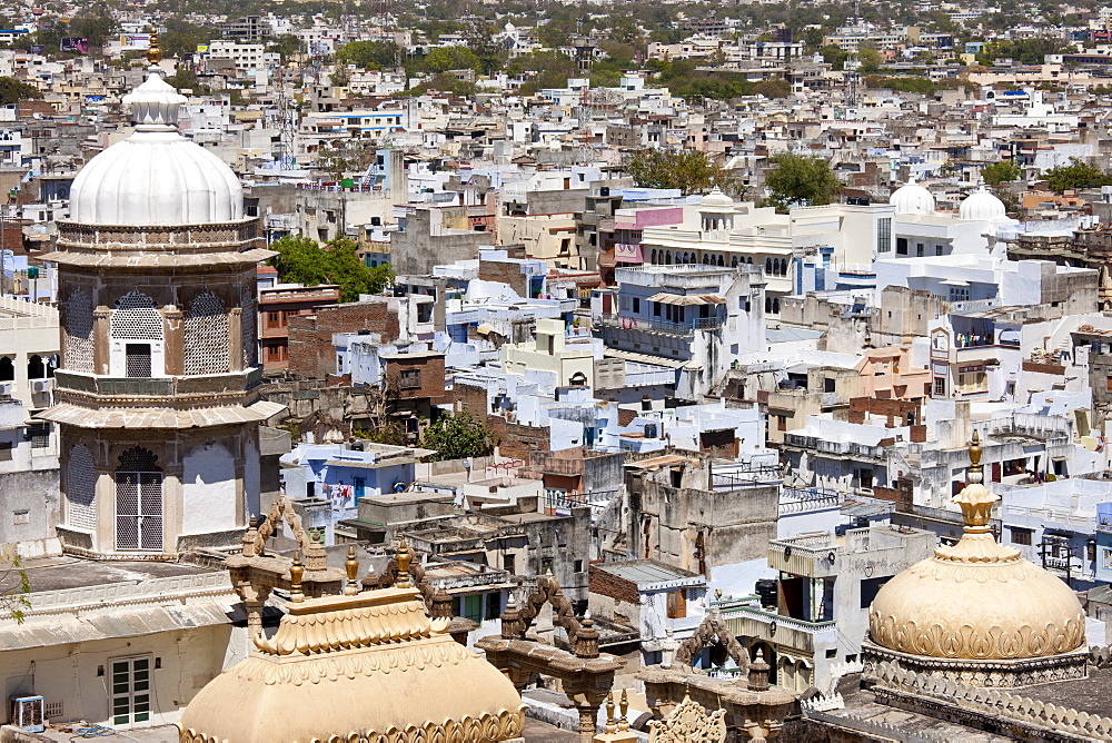 View of Udaipur from The City Palace of 76th Maharana of Mewar, His Highness, Shriji Arvind Singh Mewar of Udaipur, Rajasthan, India