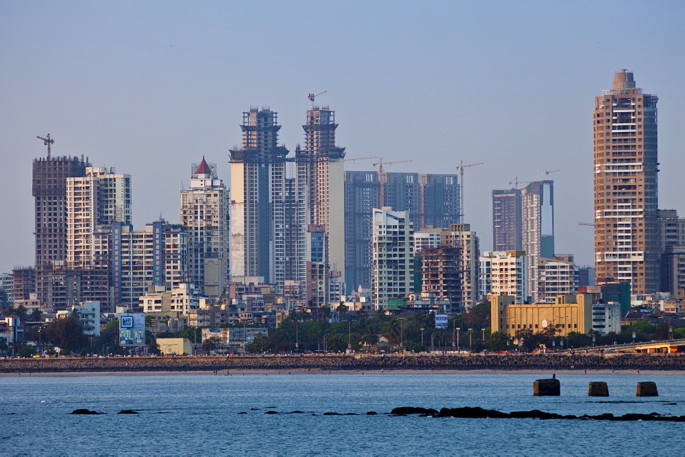 Extensive new development in business district a sign of economic growth, by twin towers in Tardeo South Mumbai, India from Nariman Point