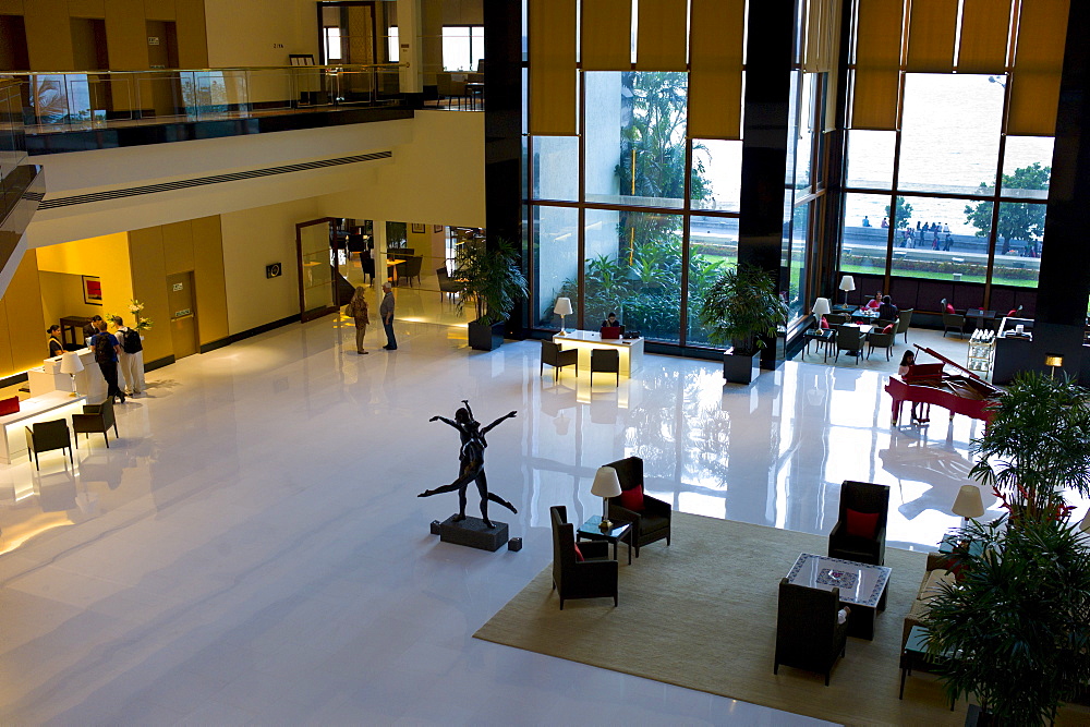 Lobby and Reception area with piano in the 5-star Oberoi Mumbai Hotel at Nariman Point, Mumbai, Bombay, Maharashtra, India