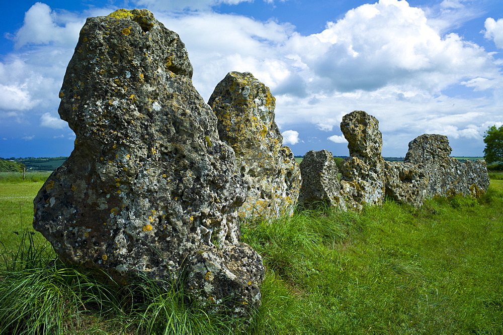 The Rollright Stones monument ancient stone circle, the King's Men, at Little Rollright in The Cotswolds, Oxfordshire, UK