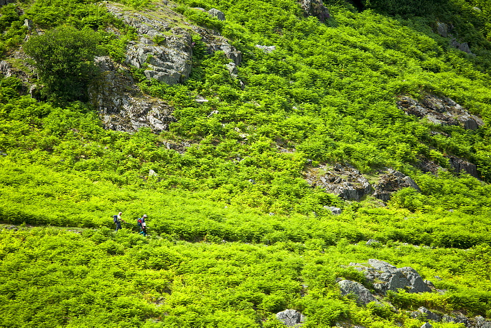 Walkers by Langdale Pass in the Lake District National Park, Cumbria, UK