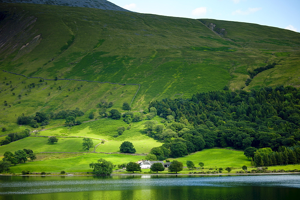 Wasdale Head Hall Farm by Wastwater in the shadow of Sca Fell Pike in the Lake District National Park, Cumbria, UK