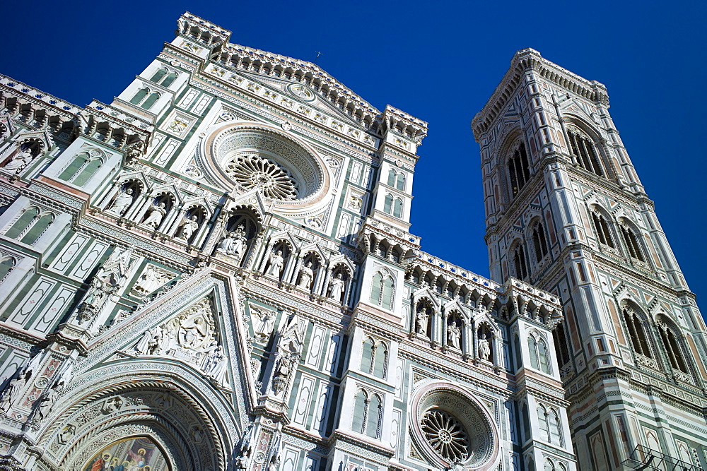 Il Duomo di Firenze, Cathedral of Florence, and campanile bell tower in Piazza di San Giovanni, Tuscany, Italy