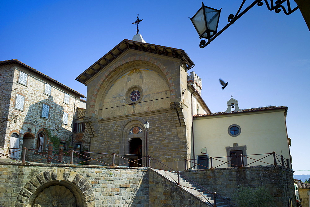 Tuscan Church of San Niccolo, Chiesa San Niccolo, in Piazza Francesco Ferrucci in Radda-in-Chianti, Tuscany, Italy