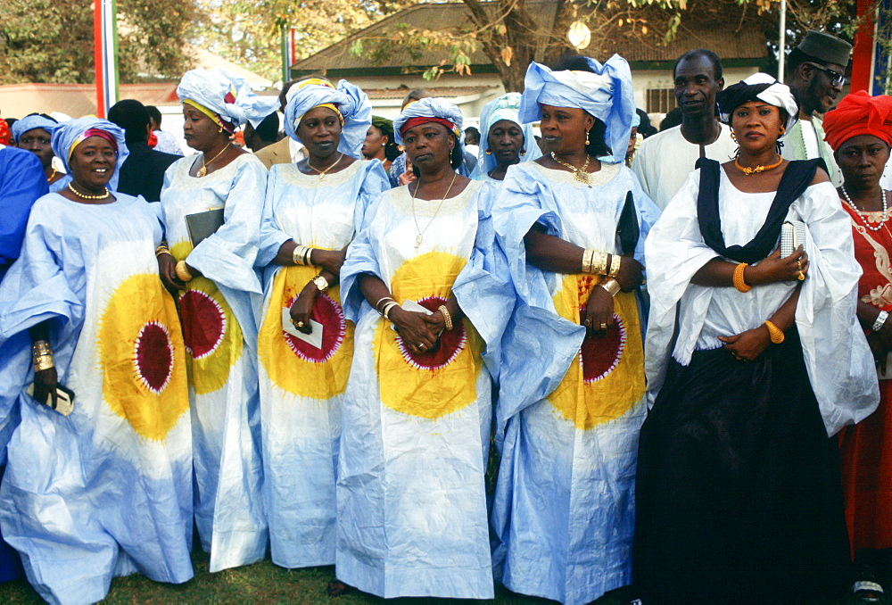 Gambian women smartly dressed while atttending an Independence Day reception at the State House in Banjul, The Gambia, West Africa.