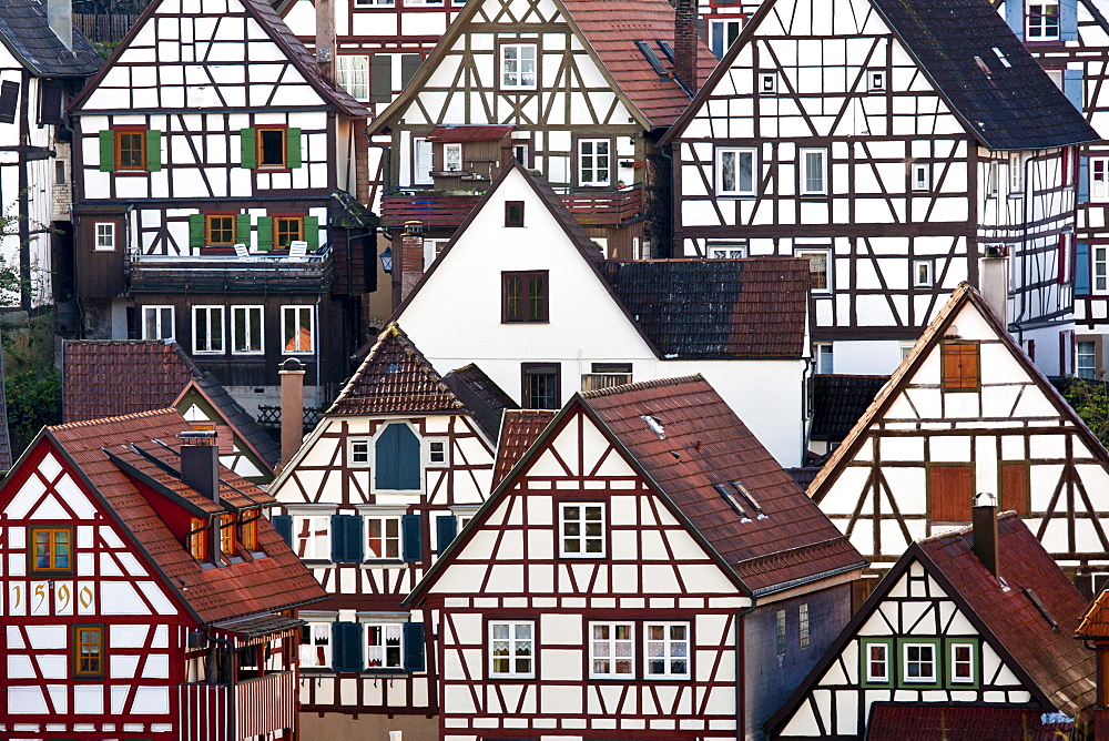 Quaint timber-framed houses in Schiltach in the Bavarian Alps, Germany