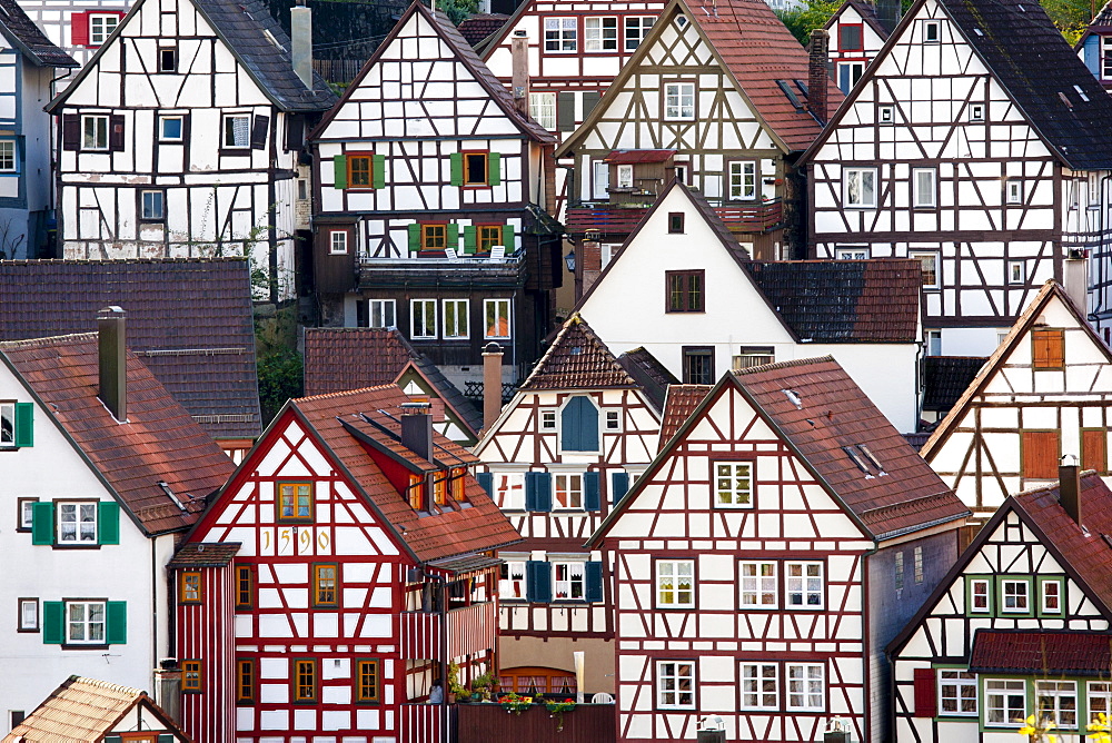 Quaint timber-framed houses in Schiltach in the Bavarian Alps, Germany