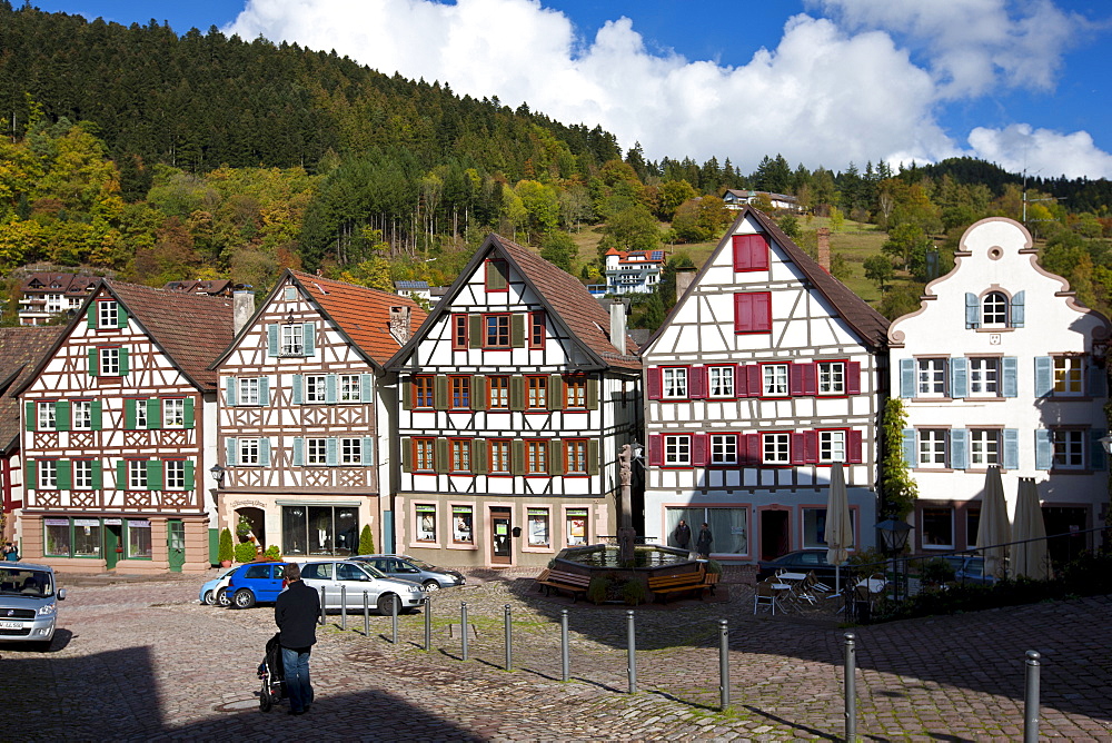 Quaint timber-framed houses in Schiltach in the Bavarian Alps, Germany