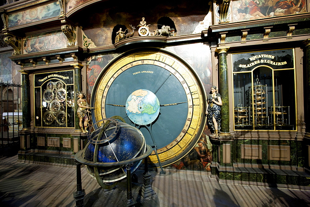 The Strasbourg Astronomical Clock in South Transept of The Cathedral of Notre Dame, Our Lady,  at Strasbourg, Alsace, France