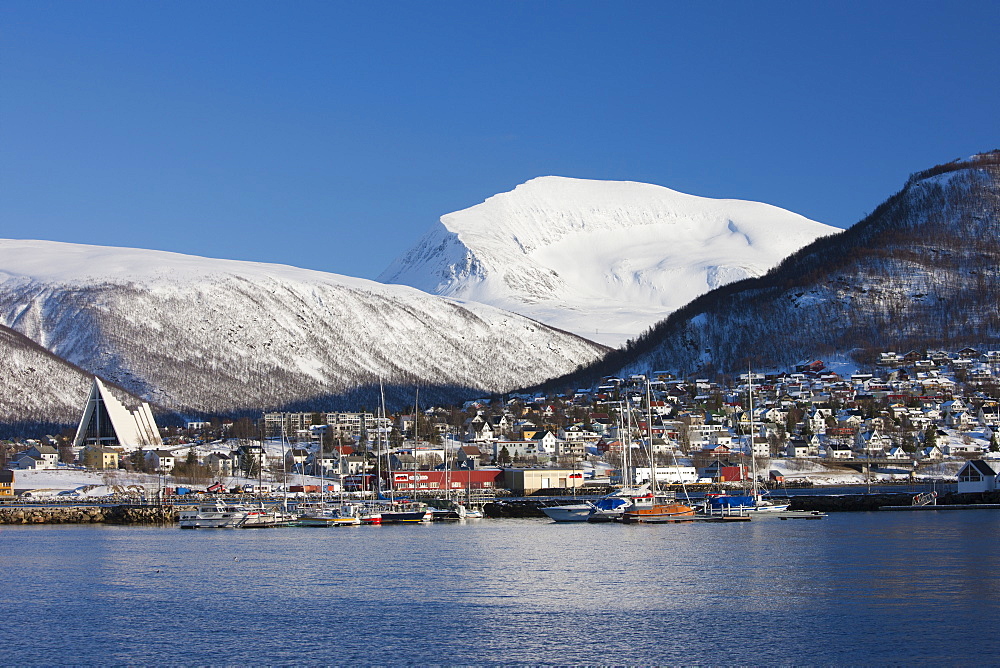 The Arctic Cathedral, Lutheran christian known as Tromsdalen Church, built 1965 architect Jan Inge Hovig at Tromso, Norway