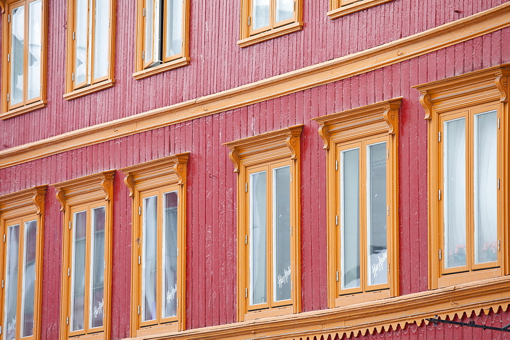 Traditional architecture in Storgata in city of Tromso, in the Arctic Circle in Northern Norway