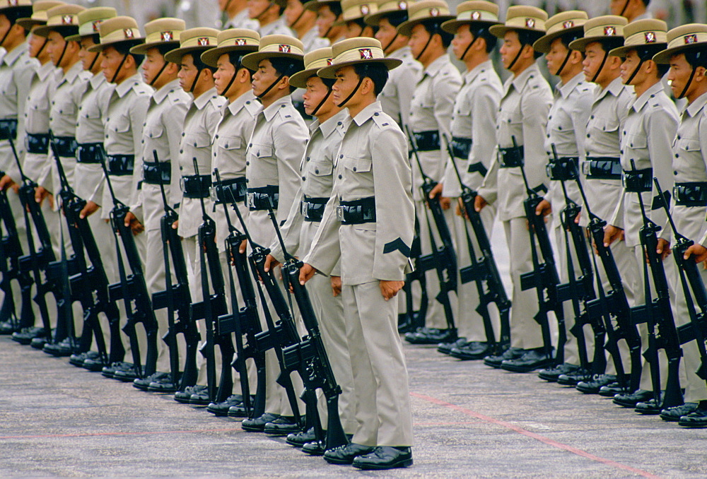 Ghurka Regiment of soldiers on parade in Hong Kong