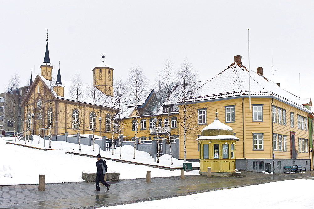 Street scene in Tromsoya, Tromso,  Arctic Circle in Northern Norway