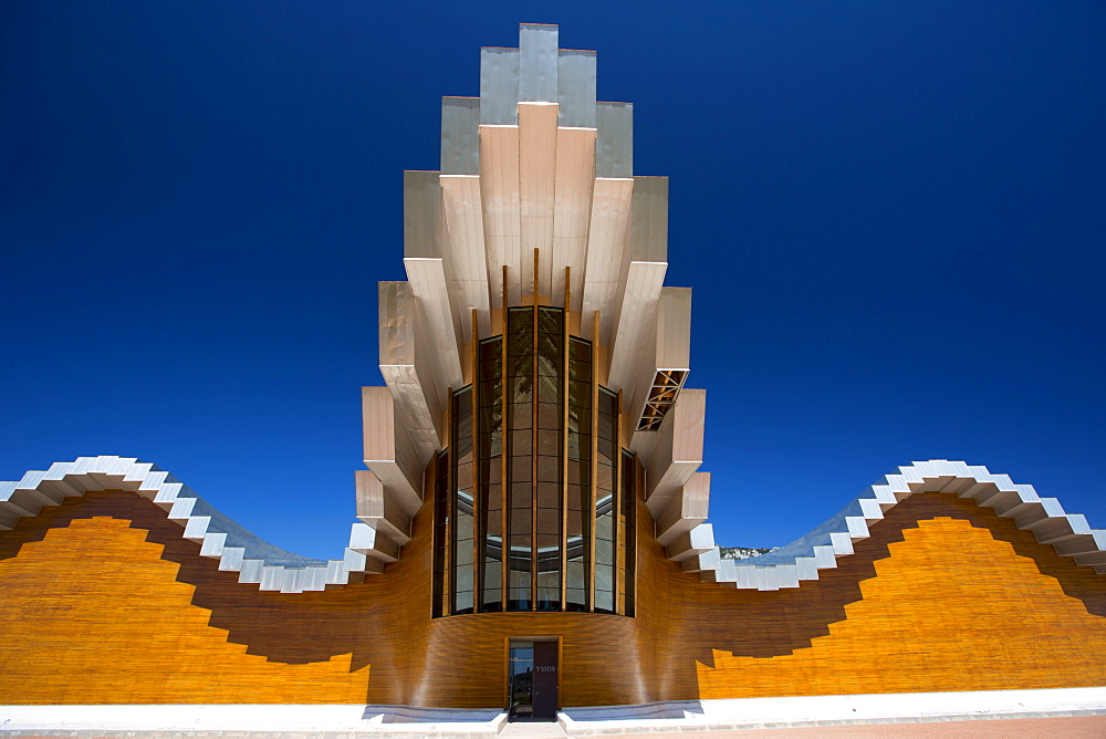 Ysios Bodega winery futuristic architecture at Laguardia in Rioja-Alaveda wine-producing area of Basque country, Spain