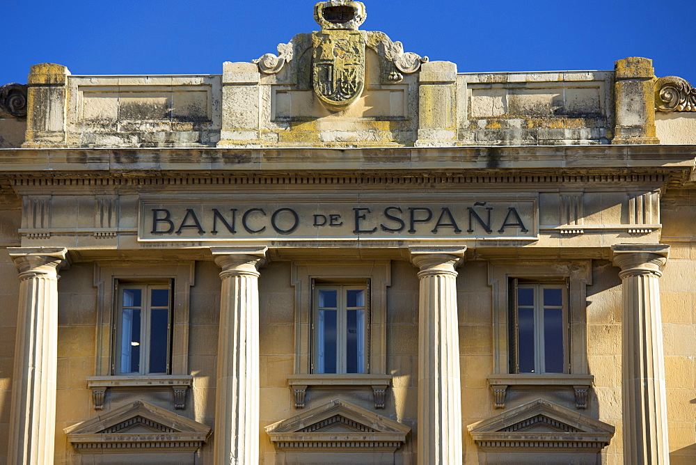 Bank of Spain, Banco de Espana, traditional architecture in the town of Haro in La Rioja province of Northern Spain