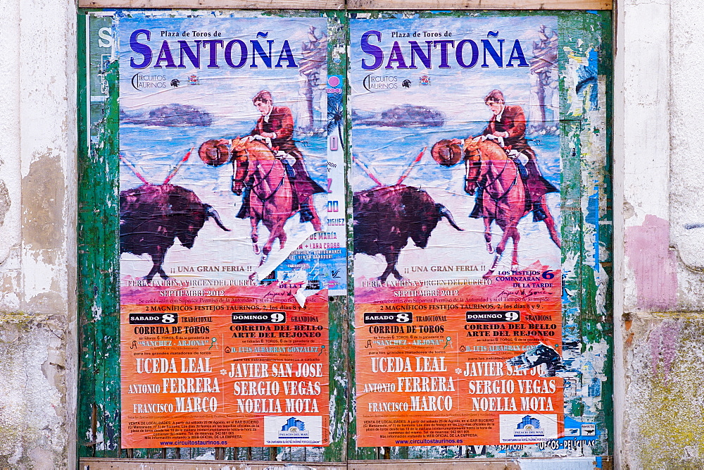 Plaza de Toros de Santona bullfight poster in Cantabria, Northern Spain