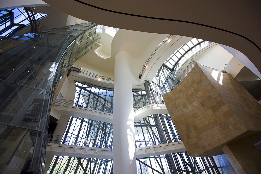 Architect Frank Gehry's Guggenheim Museum futuristic architectural design interior at Bilbao, Basque country, Spain