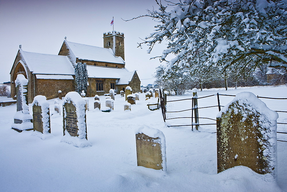 12th Century Church of St Mary in The Cotswolds, Swinbrook, Oxfordshire, United Kingdom