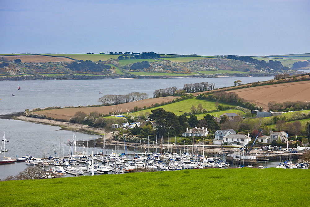 Yachting marina bay, Helford Estuary,  in Cornwall, UK